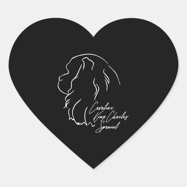 Cavalier King Charles Spaniel Profile dog mum Heart Sticker (Front)
