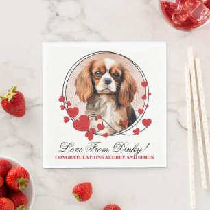 Cavalier King Charles Spaniel Red Heart Frame Napkin