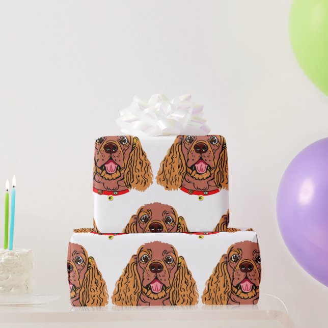 cavalier king charles spaniel ruby cartoon wrapping paper (Party Gifts)