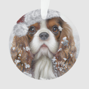 Cavalier King Charles Spaniel, Santa Dog,  Ornament