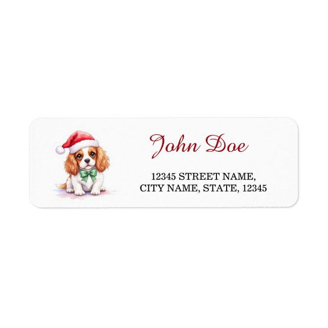 Cavalier King Charles Spaniel Santa Hat Christmas (Front)