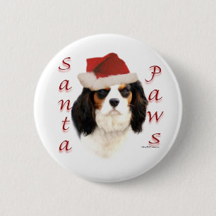 Cavalier King Charles Spaniel Santa Paws 6 Cm Round Badge