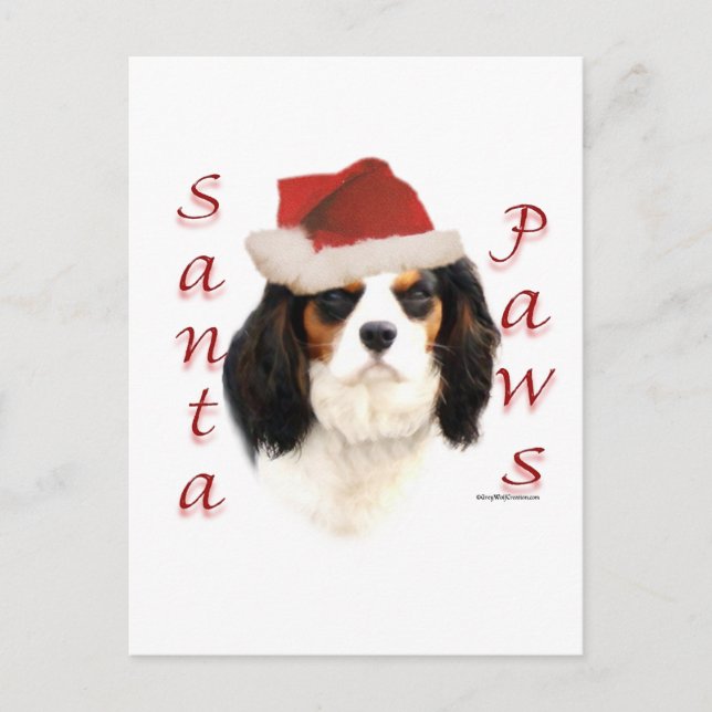 Cavalier King Charles Spaniel Santa Paws Holiday Postcard (Front)