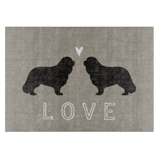 Cavalier King Charles Spaniel Silhouettes Love Cutting Board (Front)