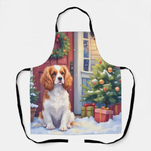 Cavalier King Charles Spaniel Snowy Christmas Apron