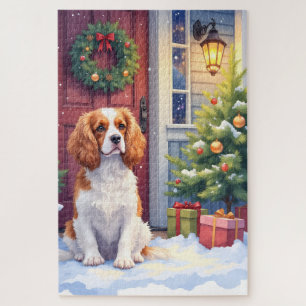 Cavalier King Charles Spaniel Snowy Christmas Jigsaw Puzzle