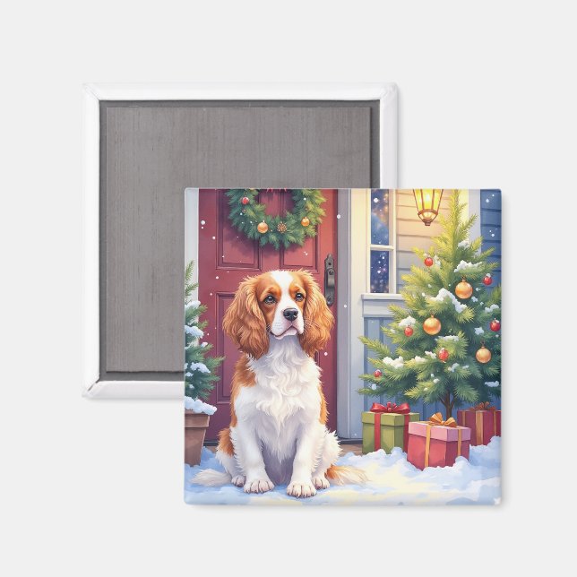 Cavalier King Charles Spaniel Snowy Christmas Magnet (Front/Back)