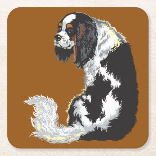 cavalier king charles spaniel square paper coaster
