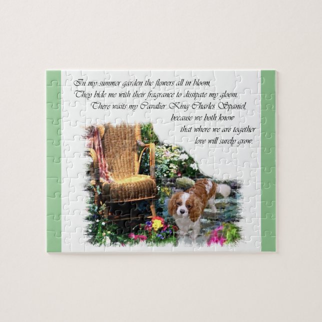 Cavalier King Charles Spaniel Summer Garden Jigsaw Puzzle (Horizontal)