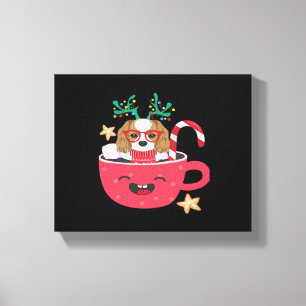 Cavalier King Charles Spaniel Teacup Xmas Holiday Canvas Print