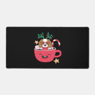 Cavalier King Charles Spaniel Teacup Xmas Holiday Desk Mat