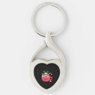 Cavalier King Charles Spaniel Teacup Xmas Holiday  Key Ring