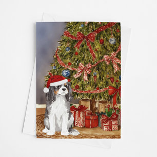 Cavalier King Charles Spaniel Tri Colour Christmas Card