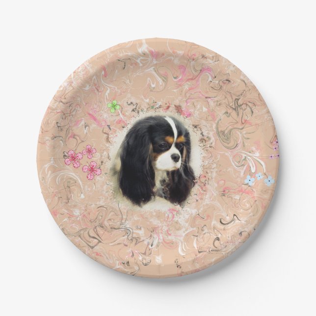 Cavalier King Charles Spaniel - Tri, Plate (Front)