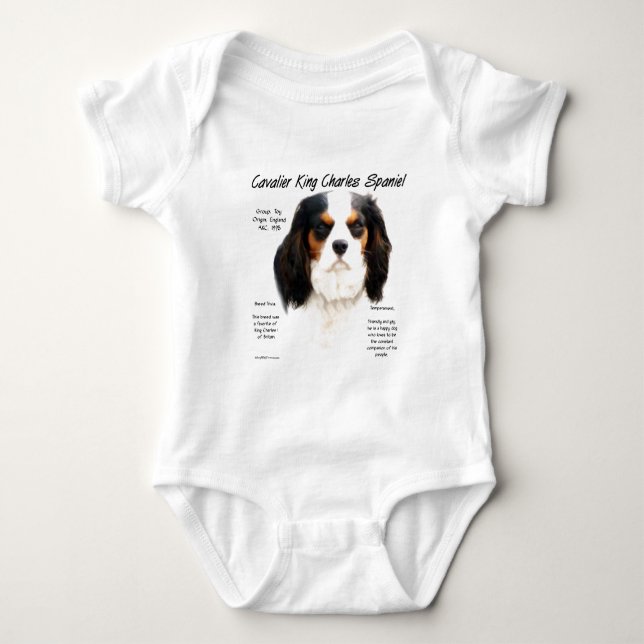Cavalier King Charles Spaniel (tricolor) History Baby Bodysuit (Front)
