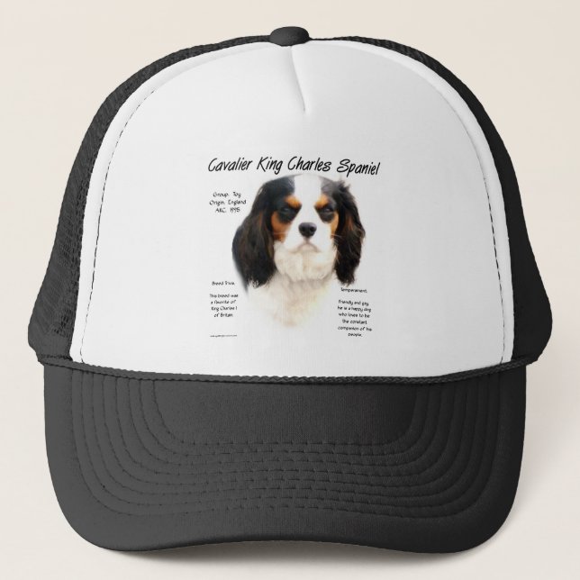 Cavalier King Charles Spaniel (tricolor) History Trucker Hat (Front)
