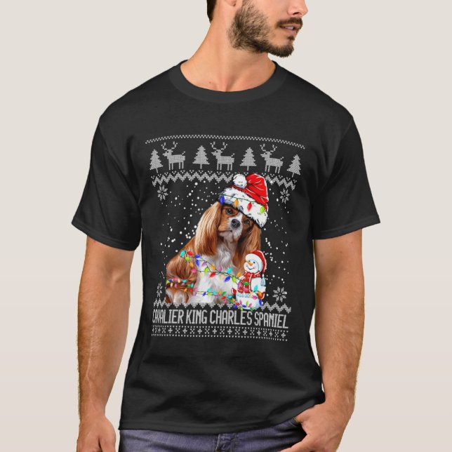 Cavalier King Charles Spaniel Ugly Christmas Sweat T-Shirt (Front)