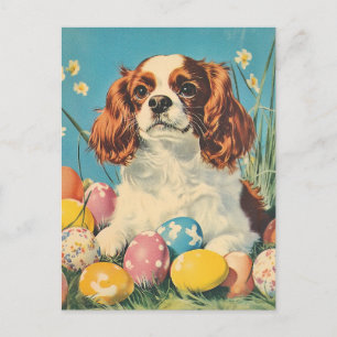 Cavalier King Charles Spaniel Vintage Easter Postcard