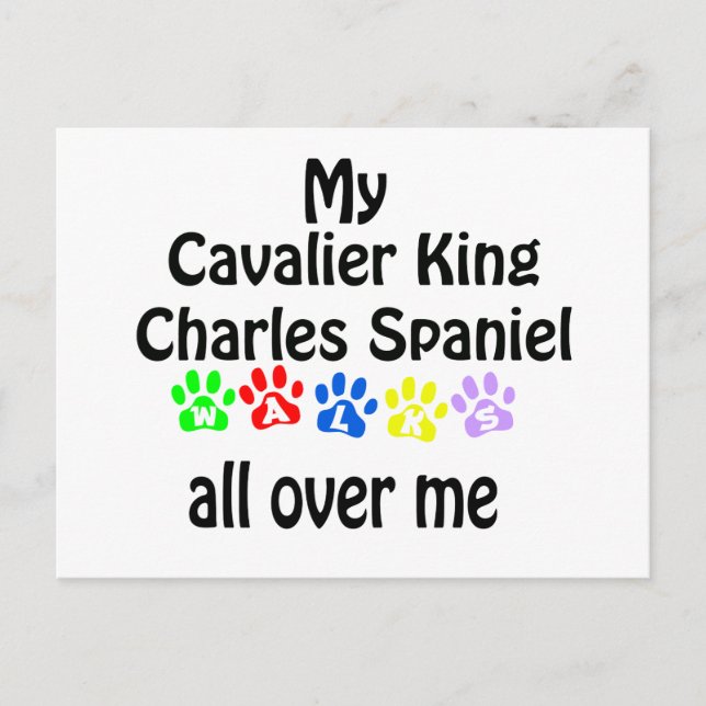 Cavalier King Charles Spaniel Walks Design Postcard (Front)