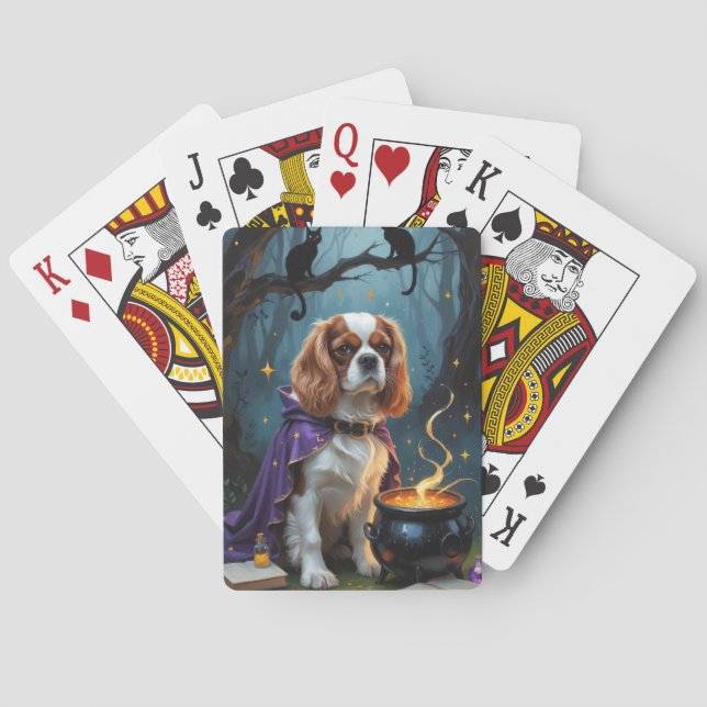 Cavalier King Charles Spaniel Whimsical Halloween  Playing Cards (Back)