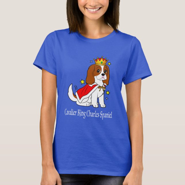 Cavalier King Charles Spaniel  with Crown and Robe T-Shirt (Front)