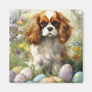 Cavalier King Charles Spaniel with Easter Eggs Magnet