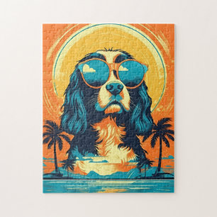 Cavalier King Charles Spaniel with sunglasses Jigsaw Puzzle