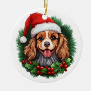 Cavalier King Charles Spaniel Wreath Ceramic Tree Decoration
