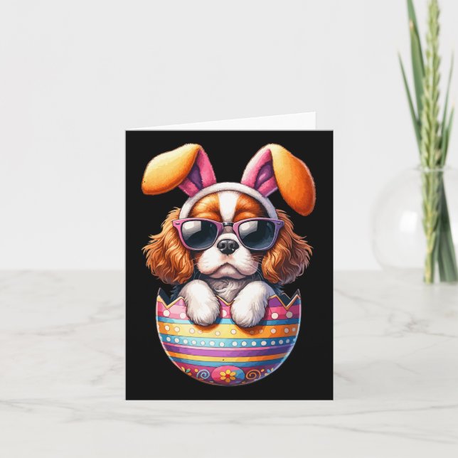 Cavalier King Charles Spaniels Dog Lover Easter Eg Card (Front)