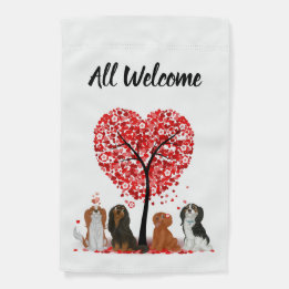 Cavalier King Charles Spaniels Love and Valentine Garden Flag