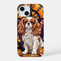 Cavalier King Charles Stained Glass Halloween Fall
