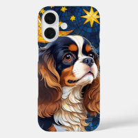 Cavalier King Charles Stained Glass Moon & Stars