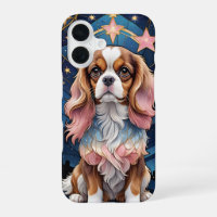 Cavalier King Charles Stained Glass Pink Stars