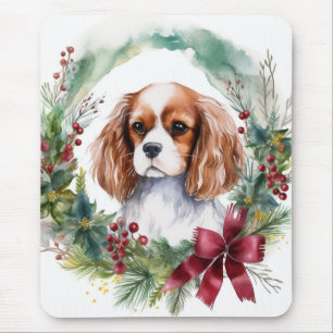 Cavalier King Christmas Wreath Festive Pup Mouse Pad