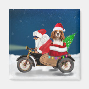 Cavalier King Dog Christmas Santa Claus Magnet