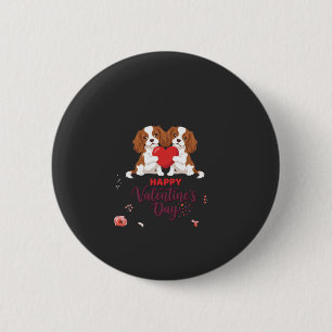 Cavalier King Dog Happy Valentines Day Floral 6 Cm Round Badge
