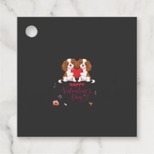 Cavalier King Dog Happy Valentines Day Floral Favour Tags