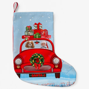 Cavalier King Dog In Car With Santa Claus Small Christmas Stocking