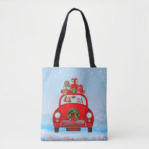 Cavalier King Dog In Car With Santa Claus Tote Bag