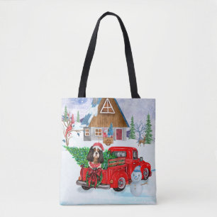 Cavalier King Dog In Christmas Delivery Truck Snow Tote Bag
