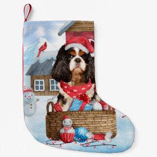 Cavalier King Dog In snow Christmas Dog House Small Christmas Stocking