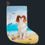 Cavalier King Dog on Beach Small Christmas Stocking<br><div class="desc">Cute dog sitting on beach is a perfect gift idea for someone who love this dog breed.</div>