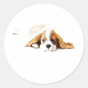 Cavalier King Dog Sticker, Cute Gift Classic Round Sticker