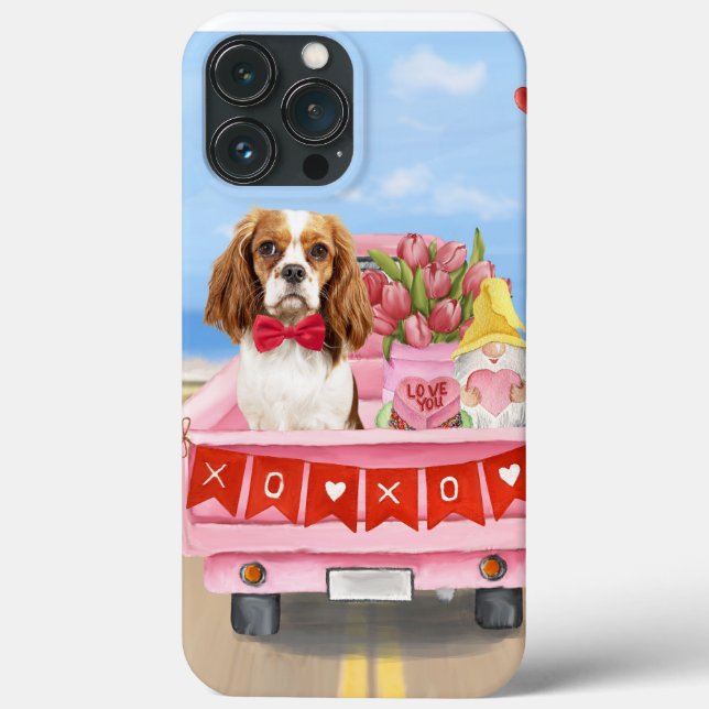 Cavalier King Dog Valentine's Day Truck Hearts Case-Mate iPhone Case (Back)
