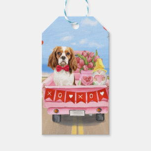 Cavalier King Dog Valentine's Day Truck Hearts Gift Tags