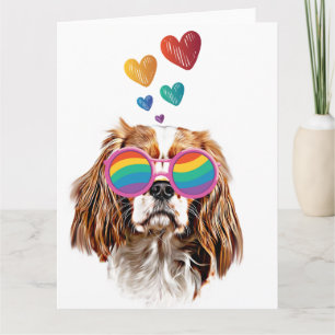 Cavalier King Dog with Hearts Valentine's Day  Card