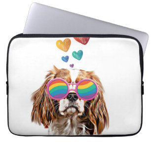 Cavalier King Dog with Hearts Valentine's Day Laptop Sleeve
