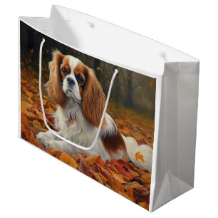 Cavalier King in Autumn Leaves Fall Inspire Large Gift Bag