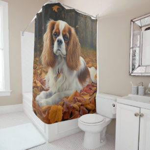 Cavalier King in Autumn Leaves Fall Inspire Shower Curtain