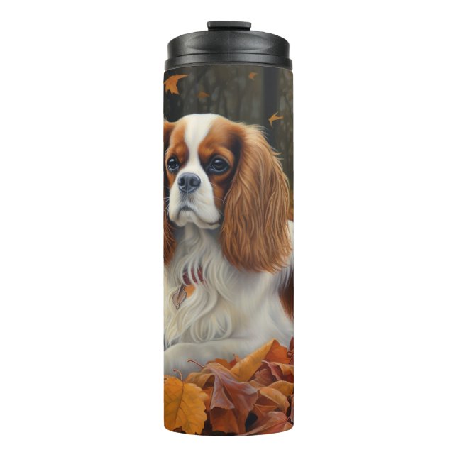 Cavalier King  in Autumn Leaves Fall Inspire  Thermal Tumbler (Front)